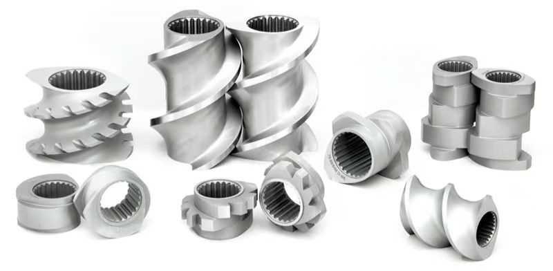 Коротационный экструдер с двойным винтом Части машины вал винтовый сегмент ствол и боковой питатель для литийных батарей