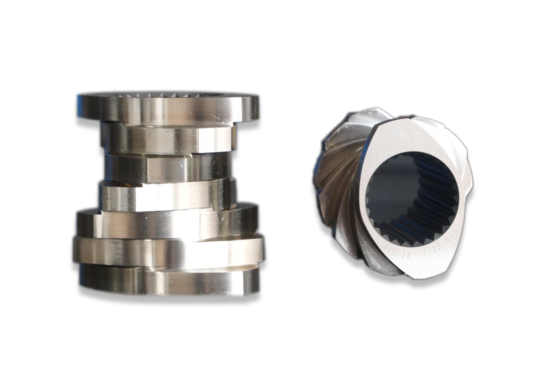 Elemento de parafuso de material personalizado com diâmetro central de 65/75/85/95/110/120/135/mm para peças de máquinas extrusoras